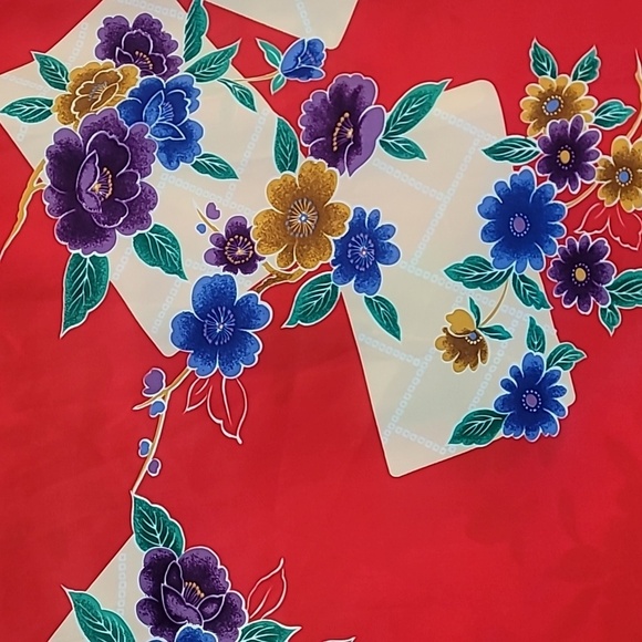 Hilo Hattie Floral Wrap Maxi Dress OS Red Hawaiian MuuMuu Sarong Vacation - Picture 10 of 12